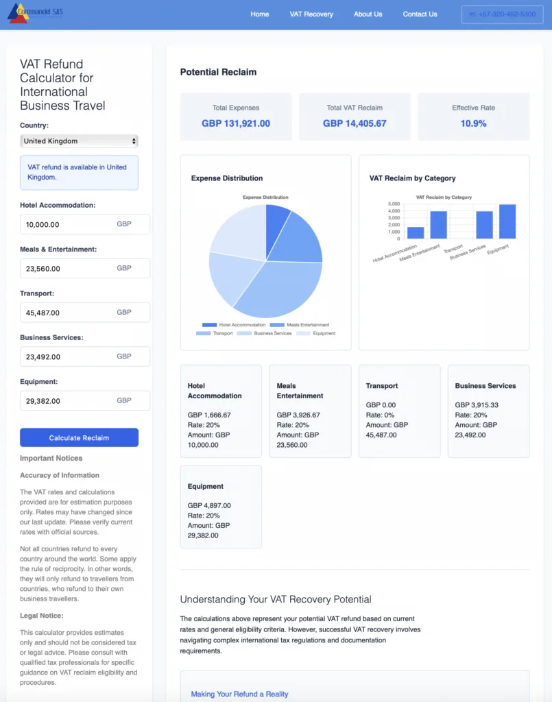VAT Reclaim Calculator For Business Travellers