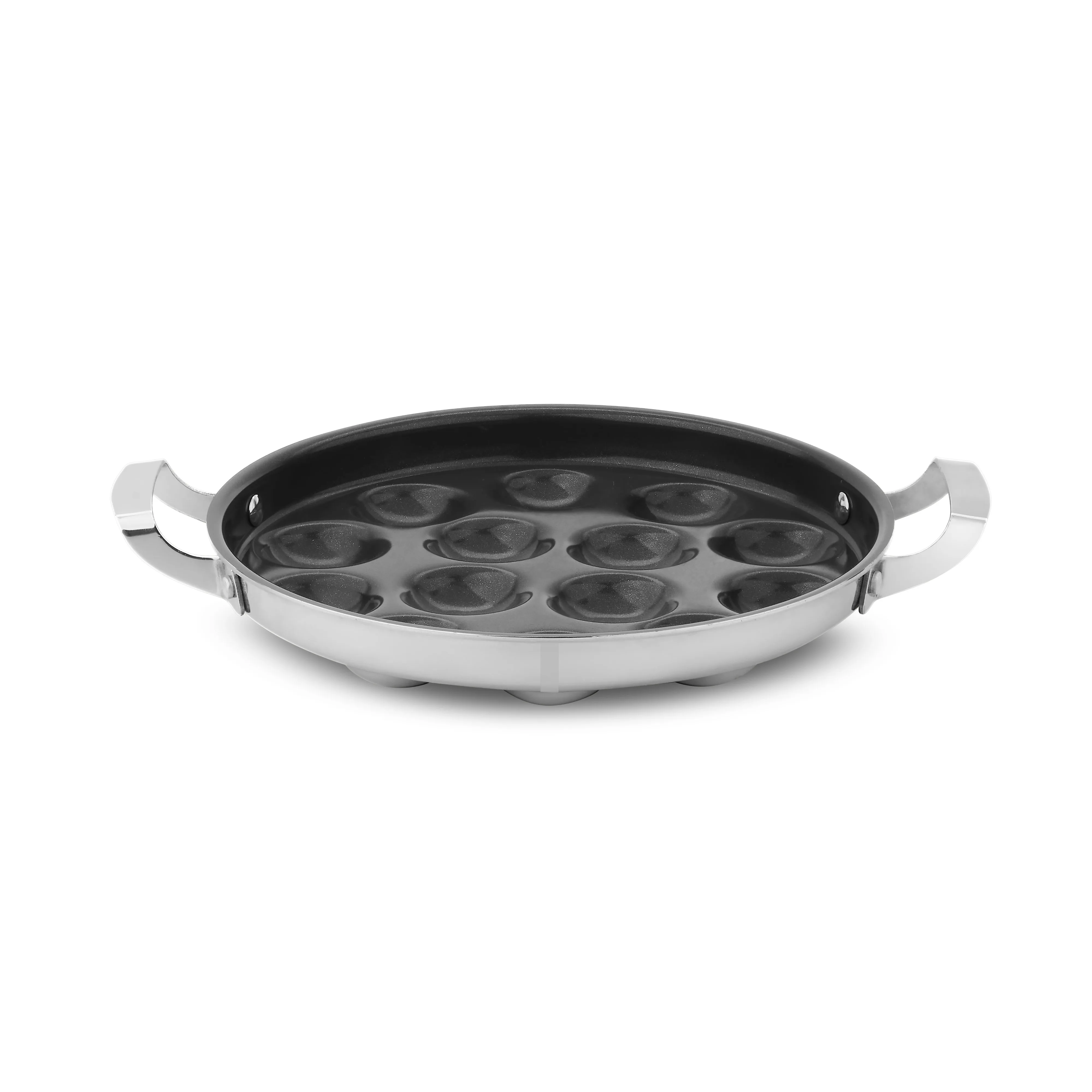 Zira ceramic non-stick paniyaram pan with steel handles — white-background listing photograph