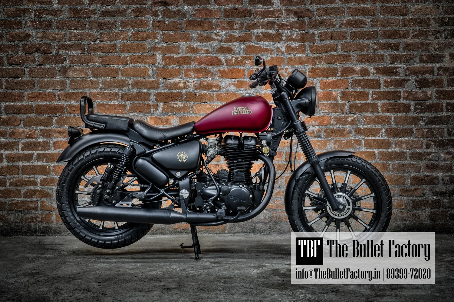 Customised Royal Enfield Bullet — studio photograph for The Bullet Factory