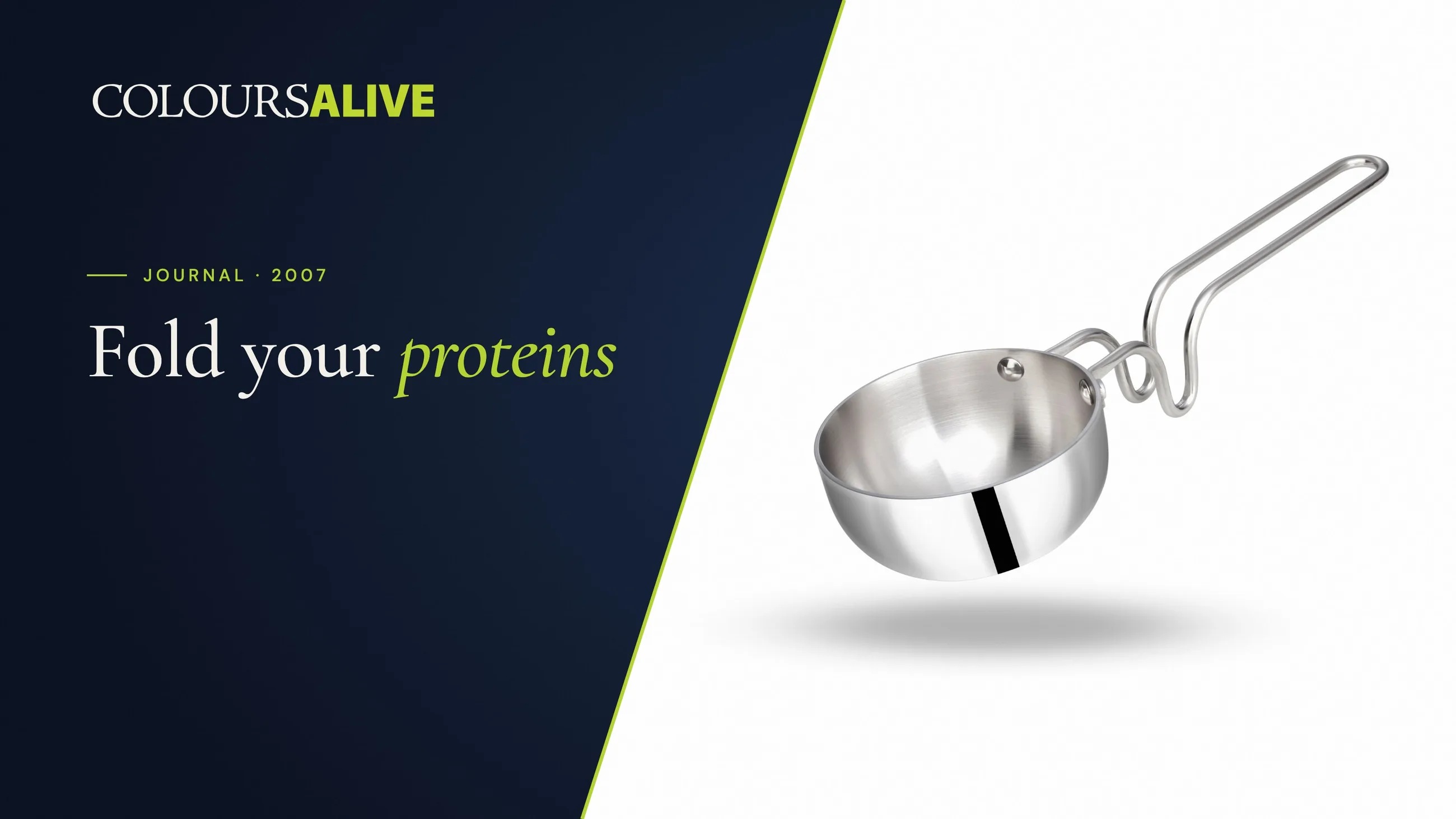 Fold your proteins, beside a studio photograph of a Zira tri-ply steel tadka pan on white