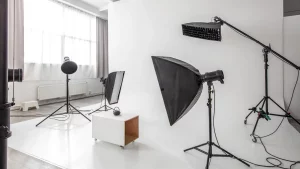 A modern product photography studio setup